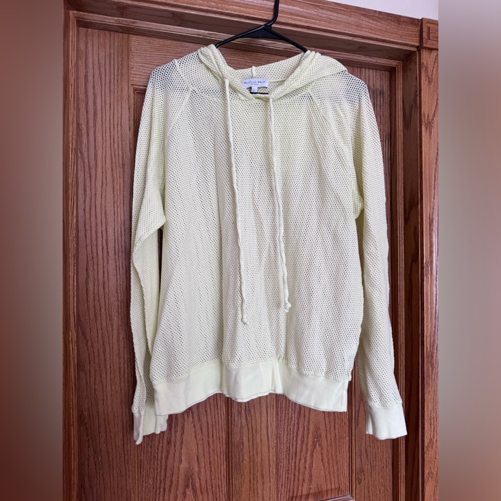 Michael Stars Jo mesh hoodie, lime green, size L, EUC